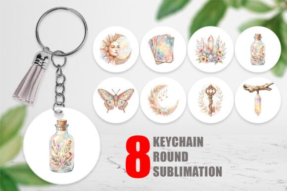 Download Watercolor Boho Celestial Keychain PNG - Watercolor boho Collection