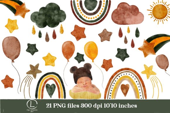 Download Watercolor Boho Baby Clipart - Watercolor boho Collection