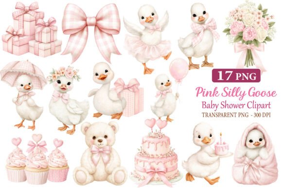 Download Pink Silly Goose Baby Shower Clipart - Ink Collection
