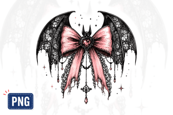 Download Pink Gothic Bat Wing Bow PNG | Halloween - Ink Collection