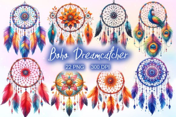 Download Watercolor Boho Dreamcatcher Clipart PNG - Watercolor boho Collection
