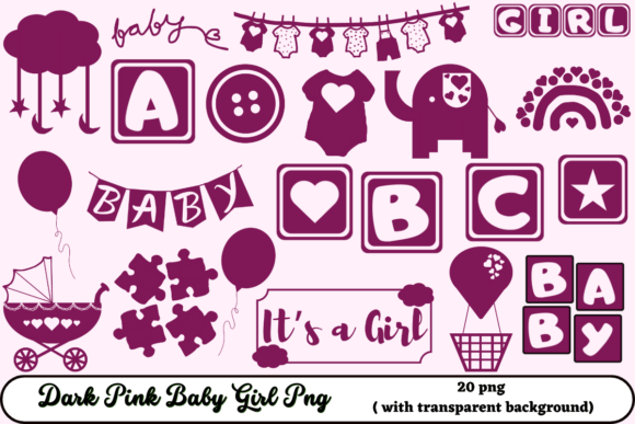Download Dark Pink Baby Girl Png - Ink Collection