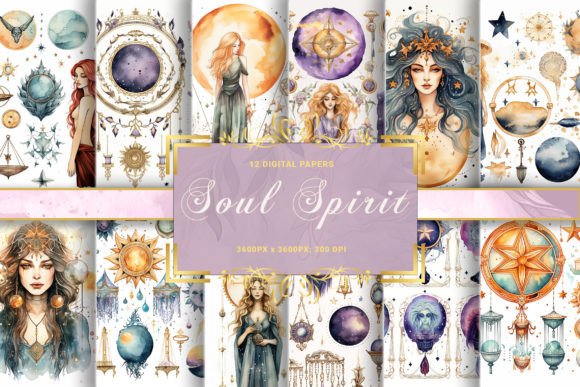 Download Watercolor Boho Celestial Crystal Witchy - Watercolor boho Collection