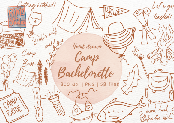 Download Hand Drawn Camp Bachelorette Doodle Set - Doodle Collection