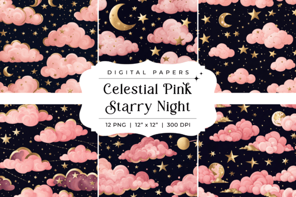 Download Celestial Pink Starry Night Backgrounds - Ink Collection