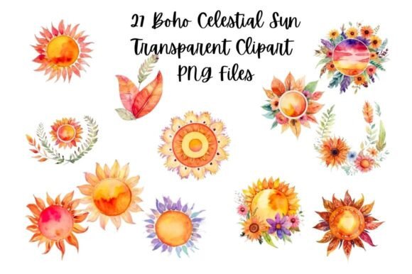Download 27 Watercolor Boho Solar Clipart Bundle - Watercolor boho Collection