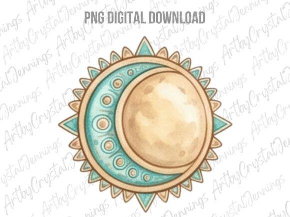 Download Watercolor Boho Celestial Sun Moon PNG - Watercolor boho Collection