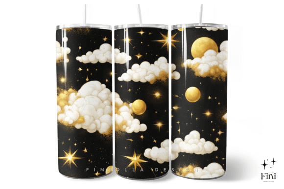 Download Beautiful Celestial Golden Night Tumbler - Premium Resources