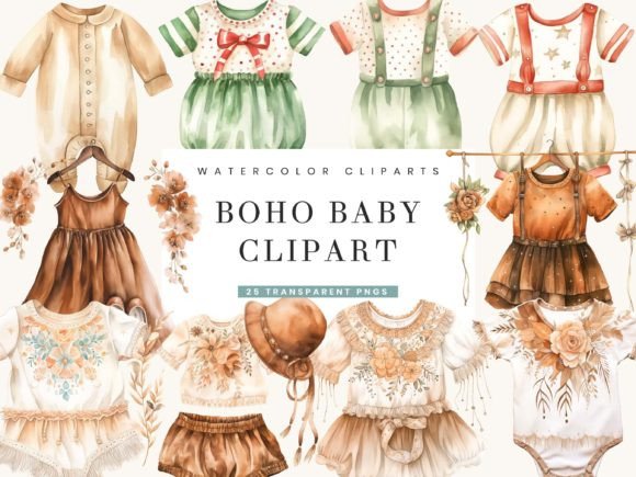 Download Watercolor Boho Baby Clipart Bundle - Watercolor boho Collection