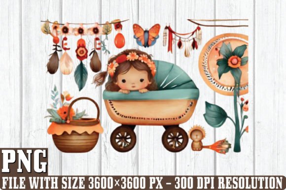 Download Watercolor Boho Baby Clipart - Watercolor boho Collection