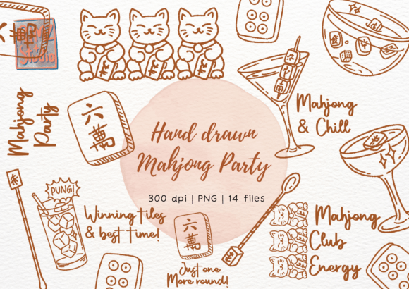 Download Mahjong Party Elements Doodle - Doodle Collection