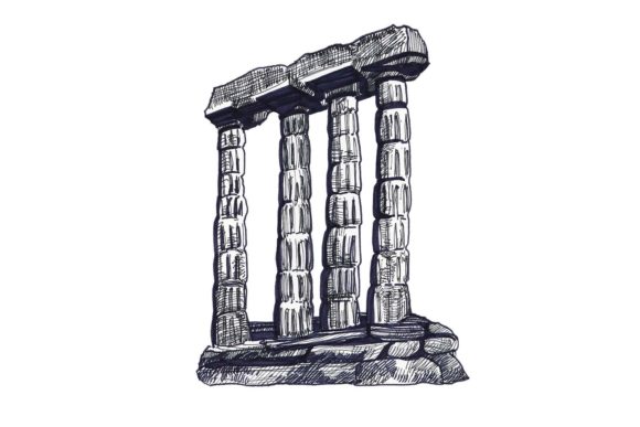 Download Ancient Greece Ruins - Ink Sketch - Ink Collection